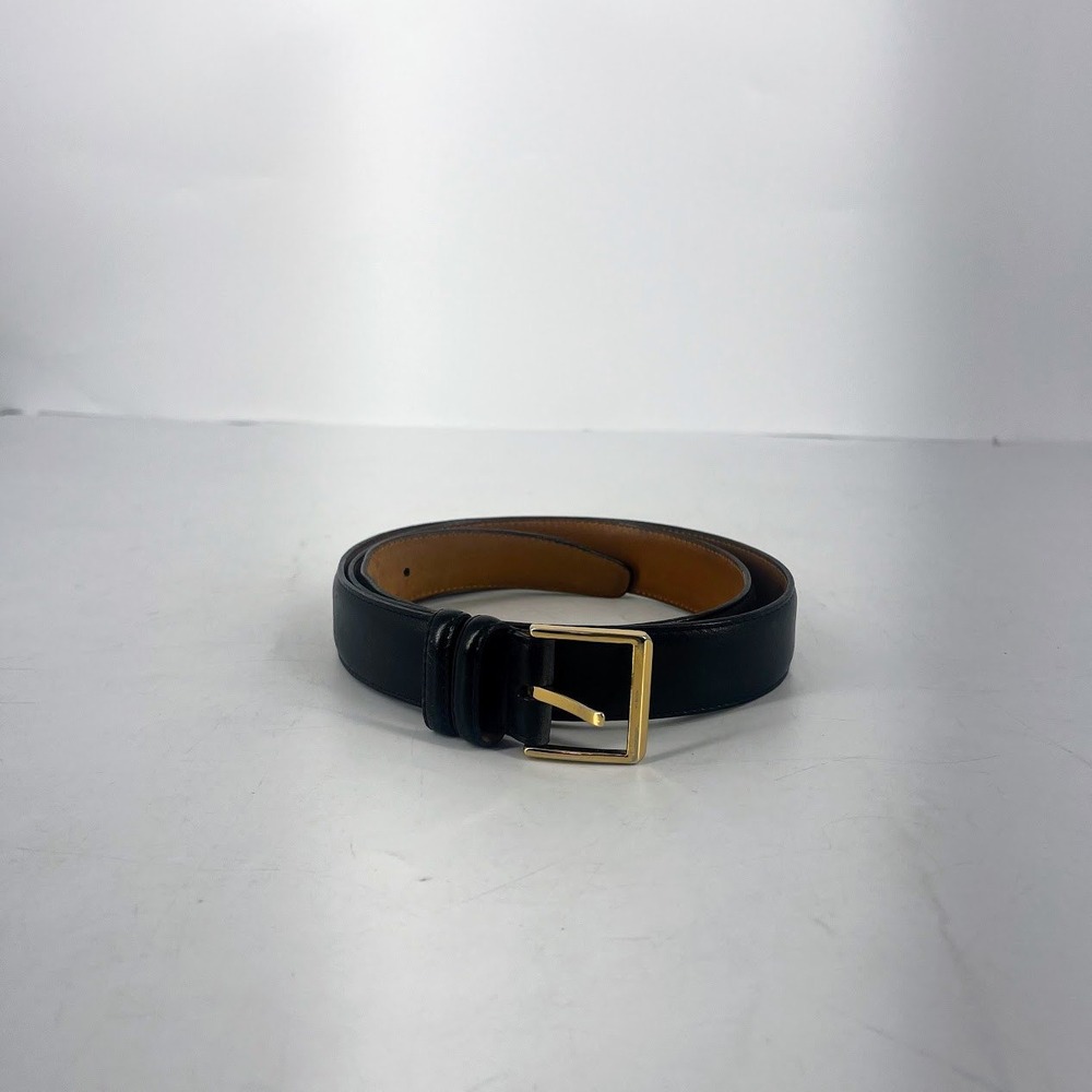 Gant Mens Black Glove Tanned Cowhide Leather Belt Gold Buckle Size 42 1515086‎